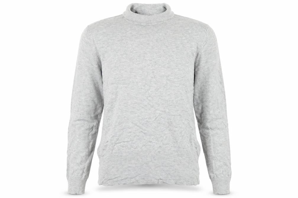 Front view of Preworn women’s grey jumper, size UK 10