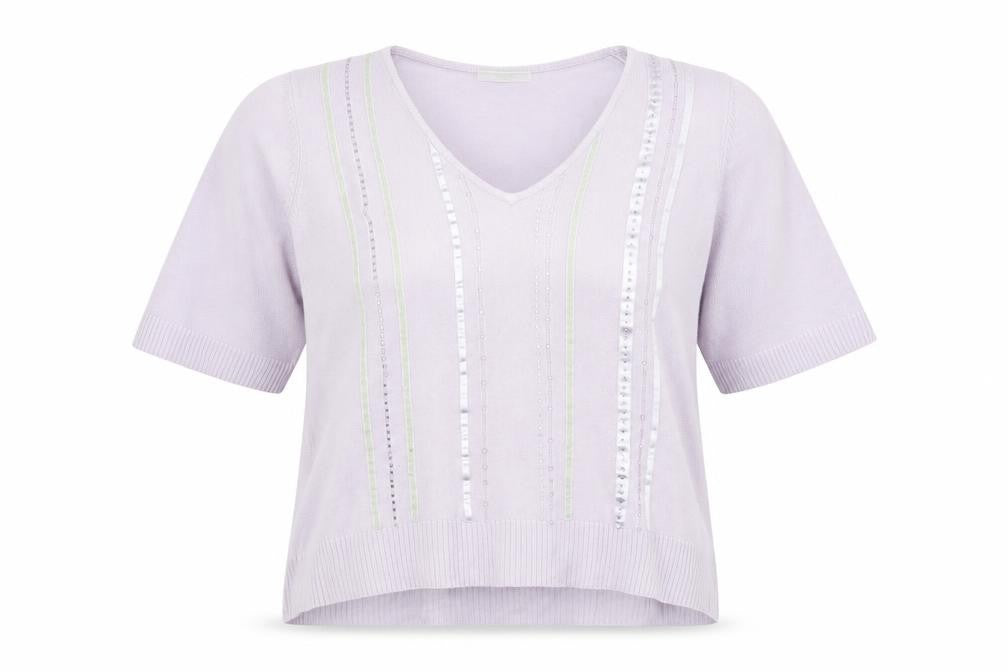 Front view of Marks & Spencer women’s purple jumper, size UK 16