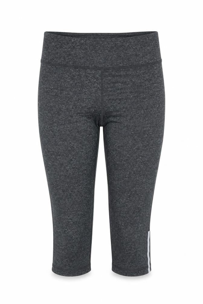 Front view of Preworn women’s grey pedal pusher leggings, size M, 14-inch leg