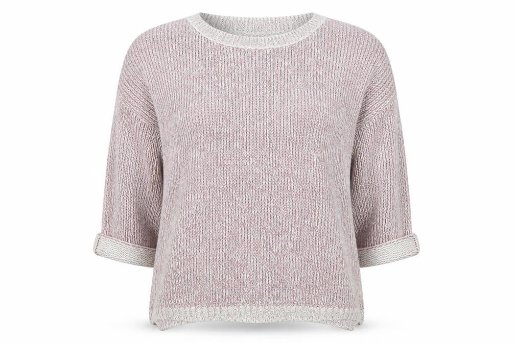Front view of Warehouse women’s pink jumper, size UK 10