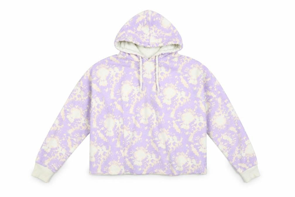 Front view of Studio women’s purple pullover hoodie, size UK 12, - cropped
