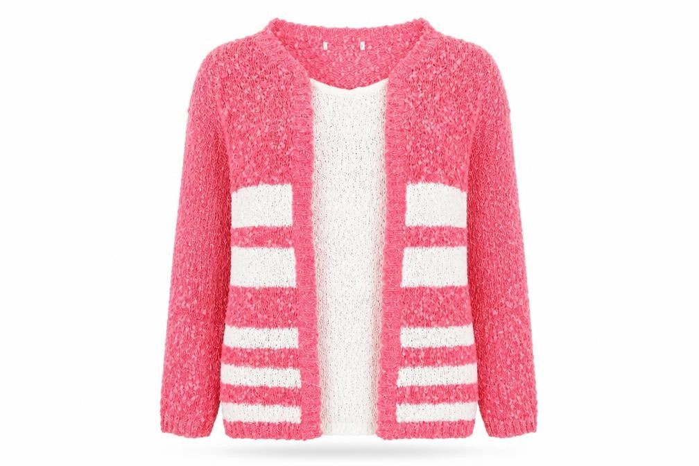 Front view of Preworn women’s pink striped jumper, size S