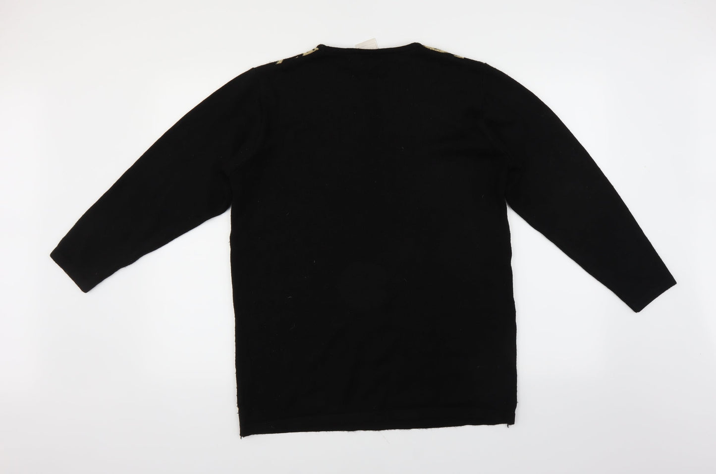 Classics Womens Black Geometric  Pullover Jumper Size 12