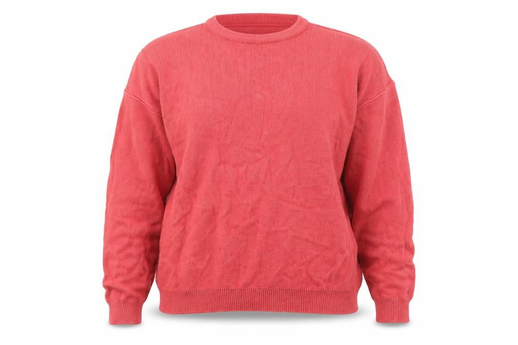 Front view of BHS women’s pink jumper, size UK 10