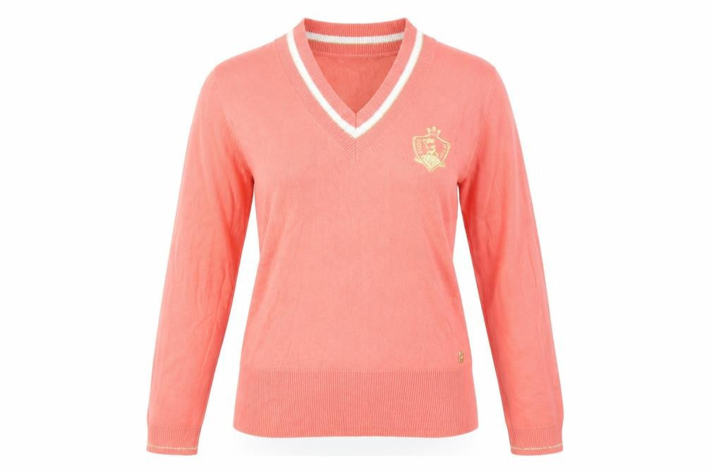 Front view of Green Lamb women’s pink jumper, size UK 12