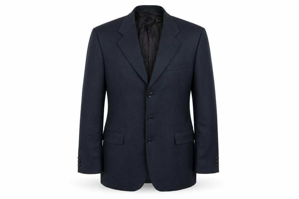Front view of Pinstripe men’s blue jacket suit jacket, size 40
