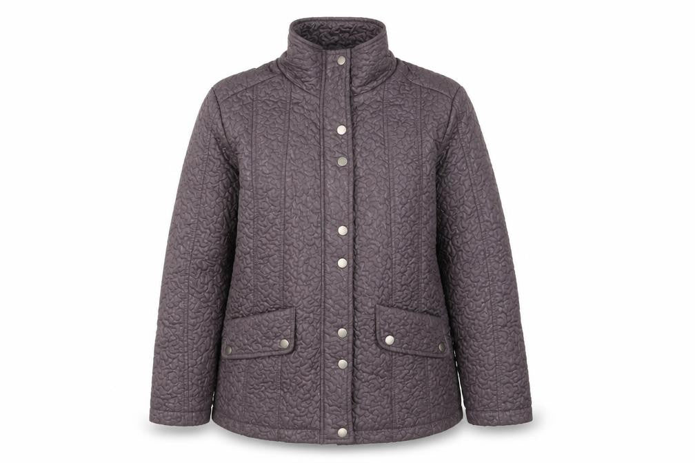 Front view of Fabrizio women’s brown quilted jacket, size UK 14