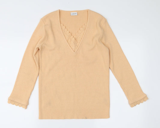 LUCIA Womens Orange  Knit Pullover Jumper Size 16