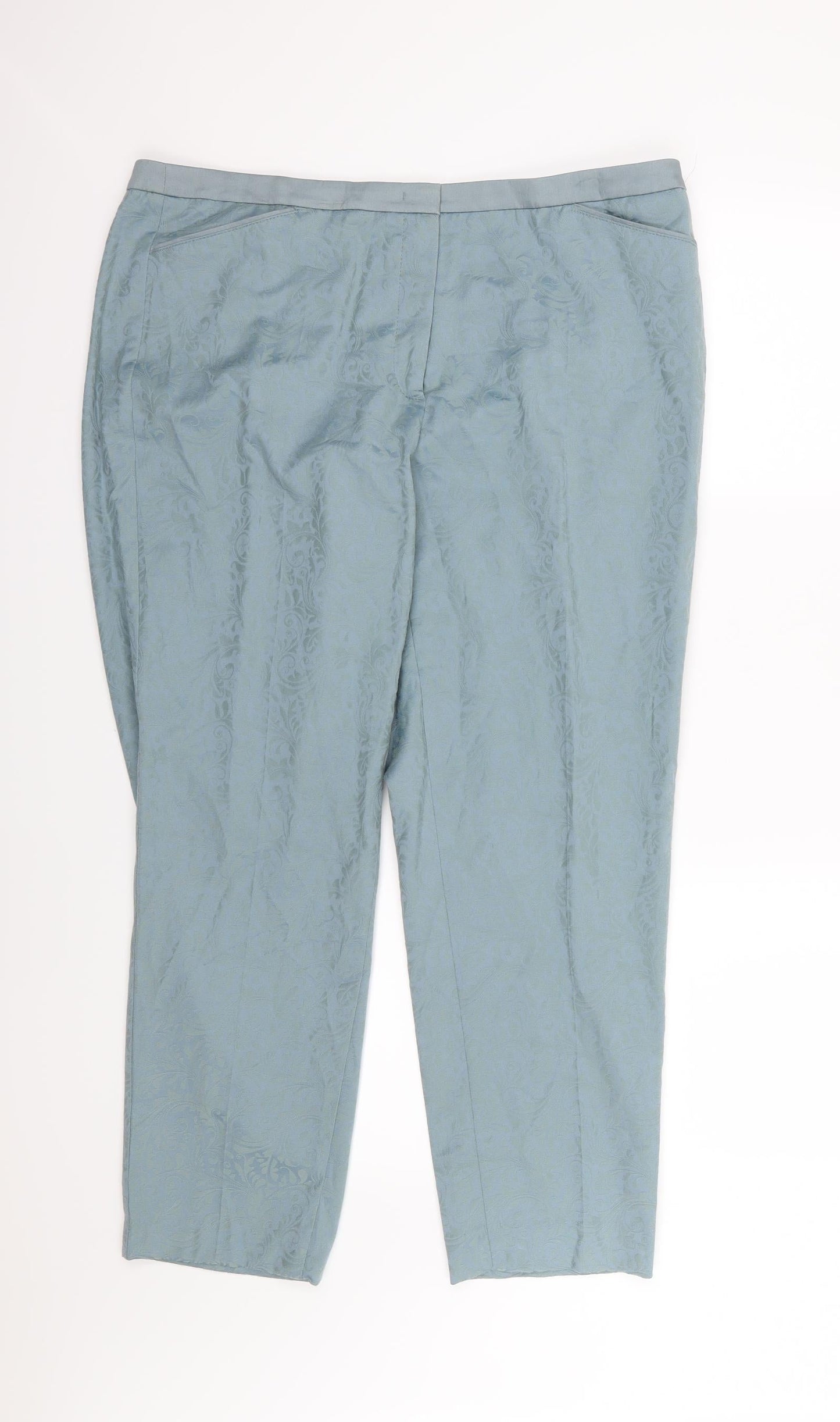 Taifun Womens Blue Floral  Trousers  Size 20 L27 in