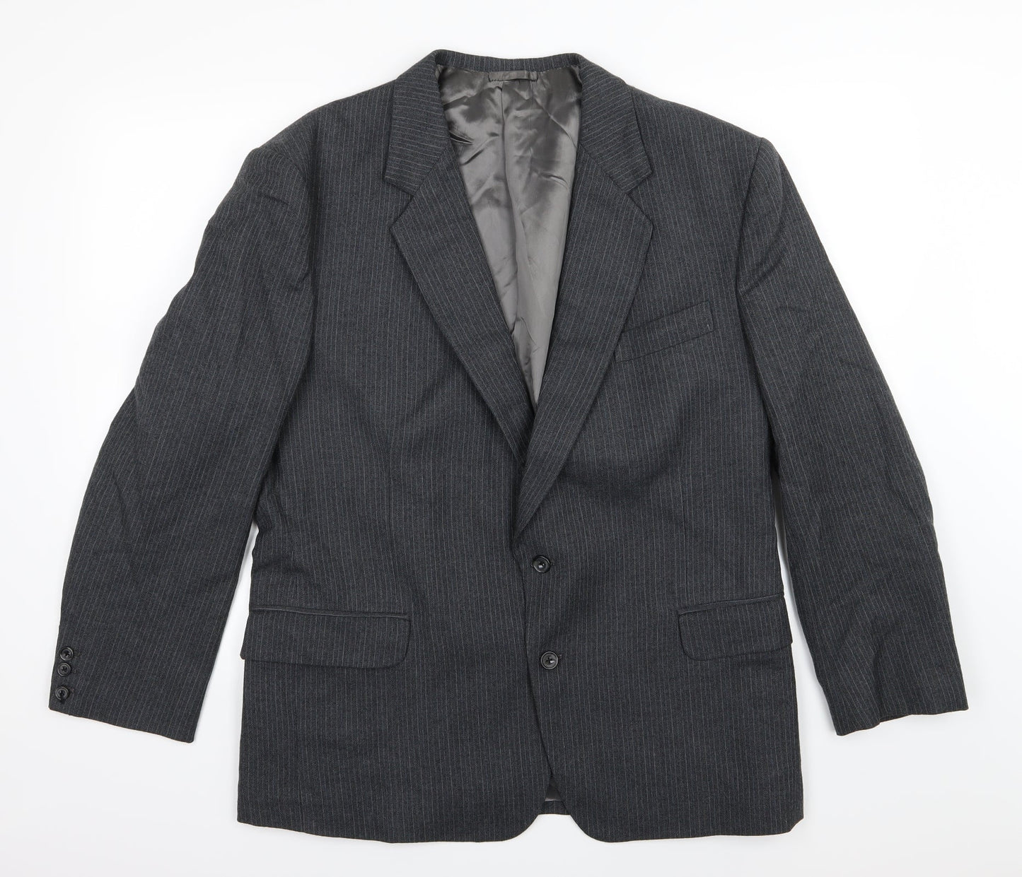 Preworn Mens Blue Striped Rayon Jacket Suit Jacket Size 40