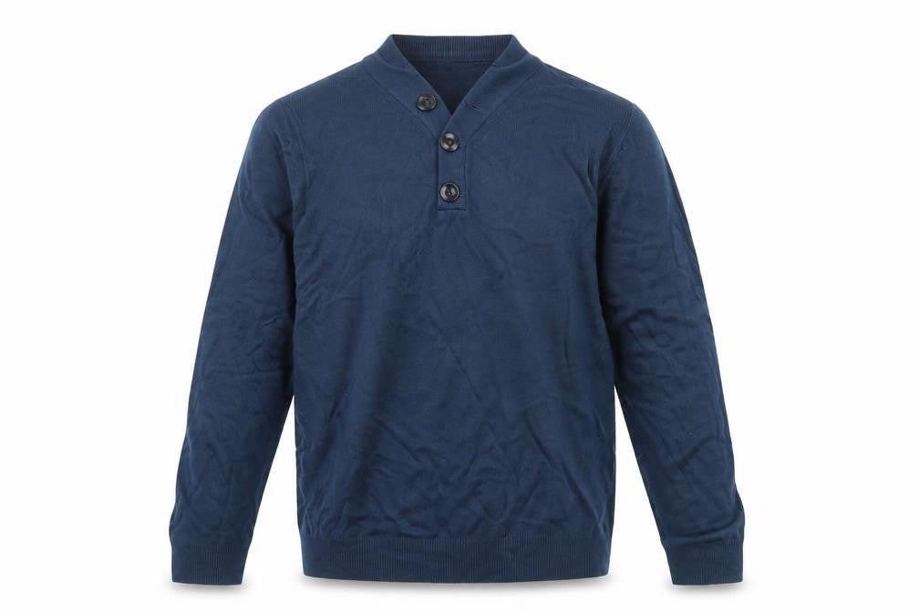 Front view of F&F men’s blue knit jumper, size M