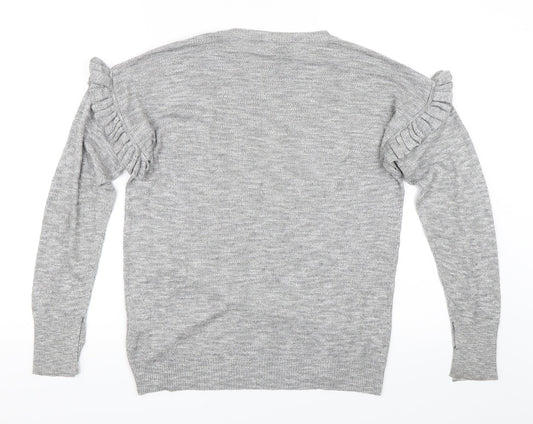 Papaya Womens Grey   Pullover Jumper Size S  - Ruffle Sleeve