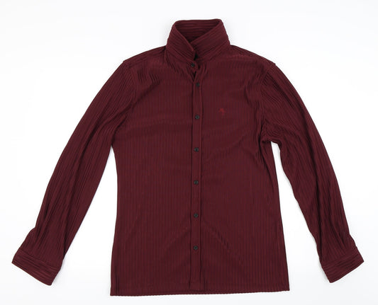 Front view of River Island men’s purple button-up, size M