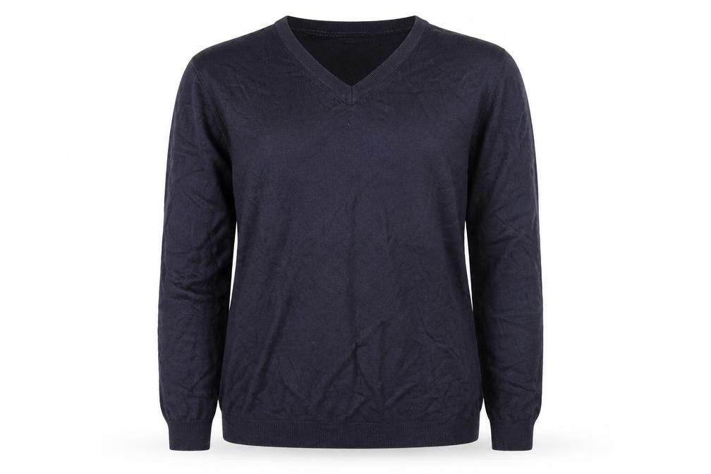 Front view of M&Co women’s blue knit jumper, size XL