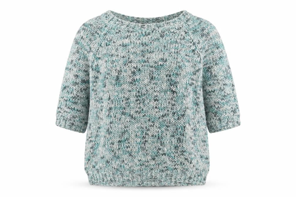 Front view of Bonmarché women’s blue knit jumper, size M