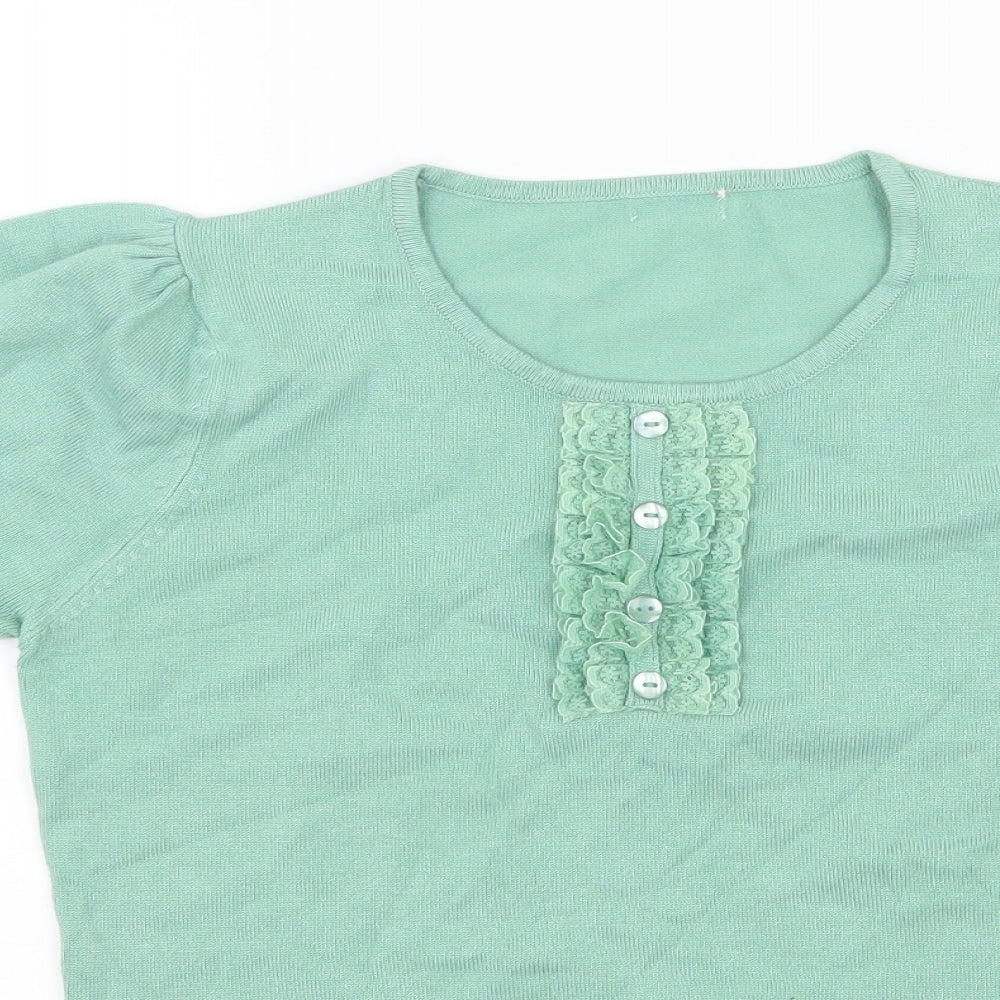 Preworn Womens Green  Knit Basic T-Shirt Size S