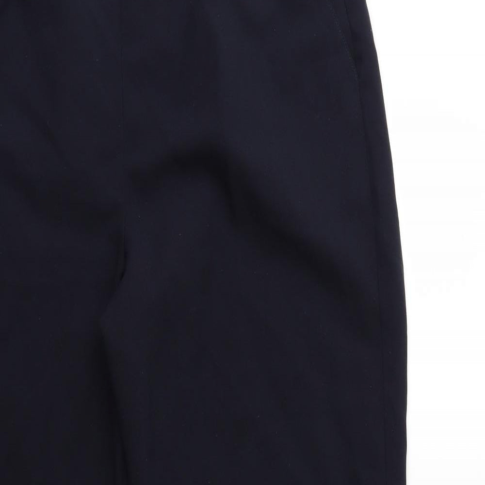 Close-up detail of Classics women’s blue trousers, size UK 16, 27-inch leg