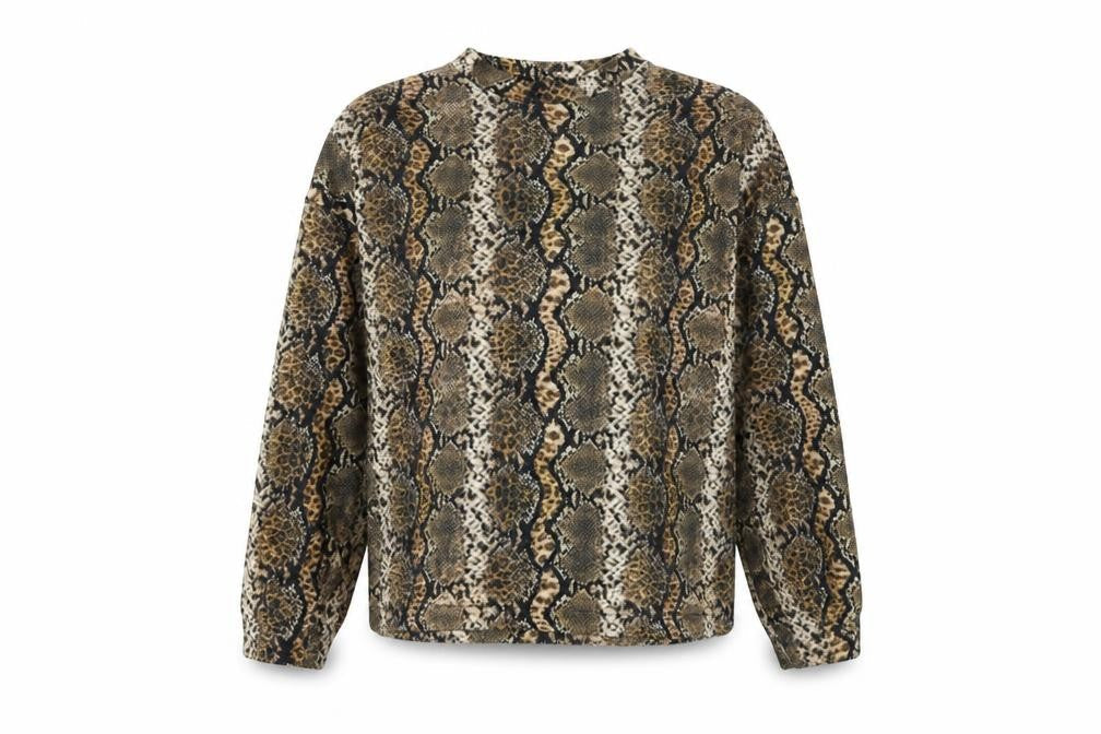 Front view of George women’s green animal print pullover sweatshirt, size M