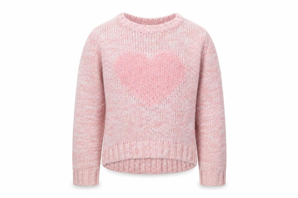 Front view of BlueZoo boys’ pink knit jumper, size 5, years