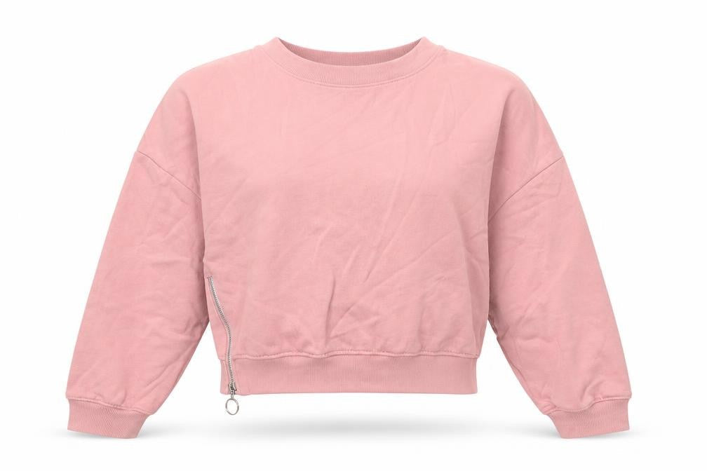 Front view of Lindex women’s pink pullover sweatshirt, size M