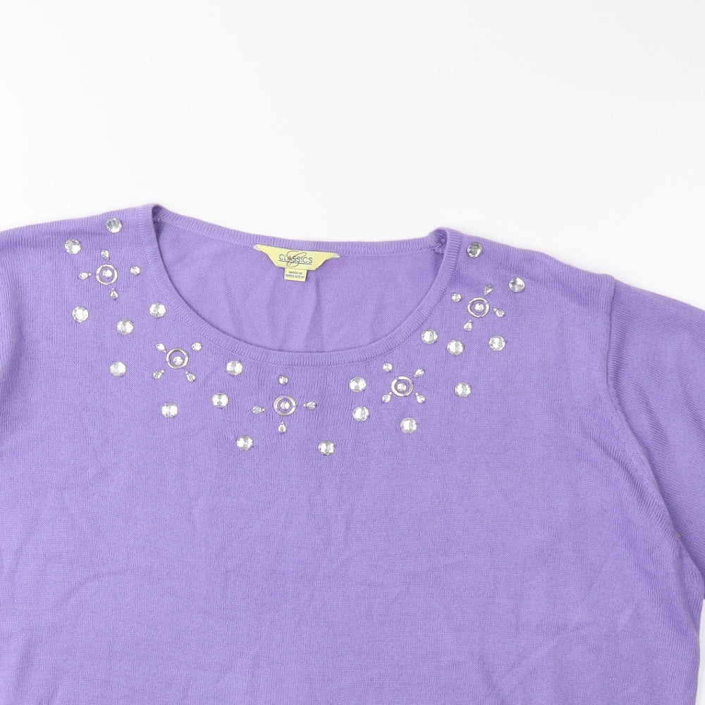 Classics Womens Purple  Knit Pullover Jumper Size 20