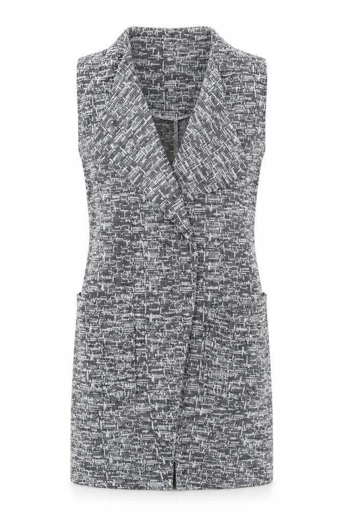 Front view of TEMT women’s grey jacket waistcoat, size UK 10