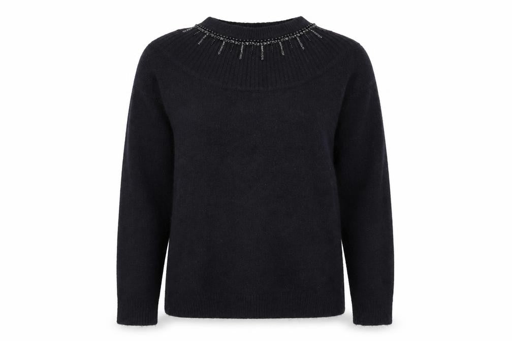 Front view of Dorothy Perkins women’s blue jumper, size UK 8