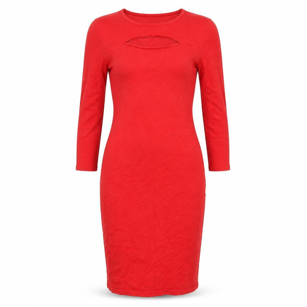 Front view of Express women’s red knit bodycon, size S