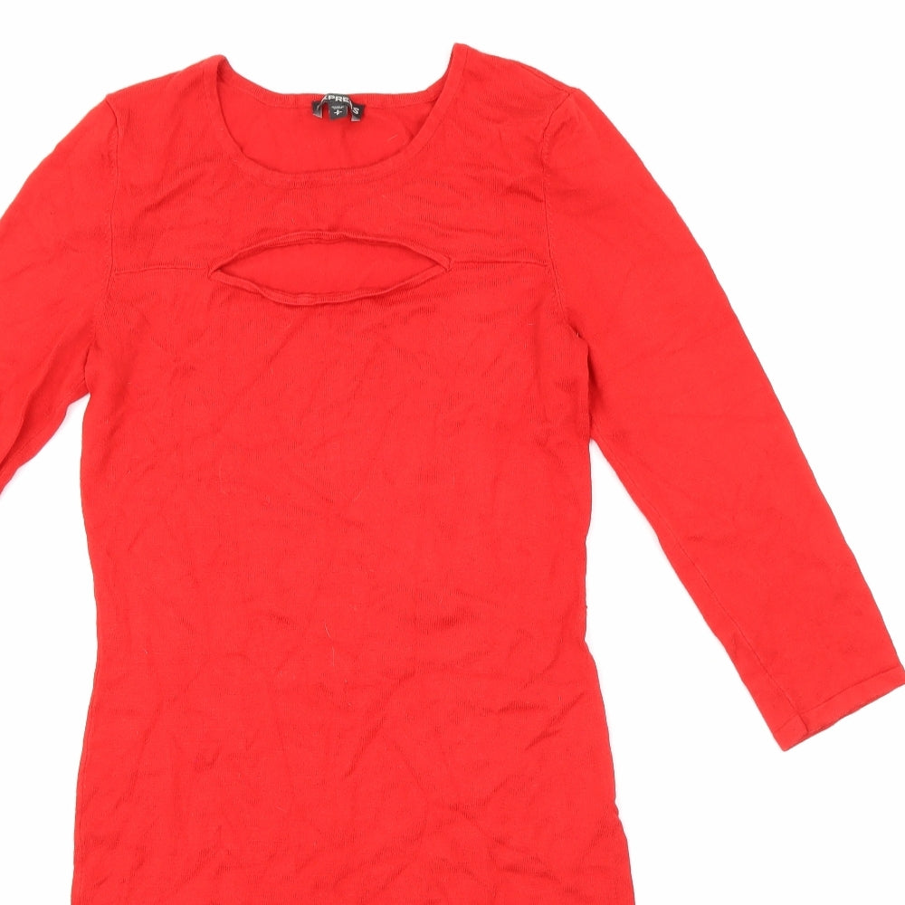 Express Womens Red  Knit Bodycon  Size S