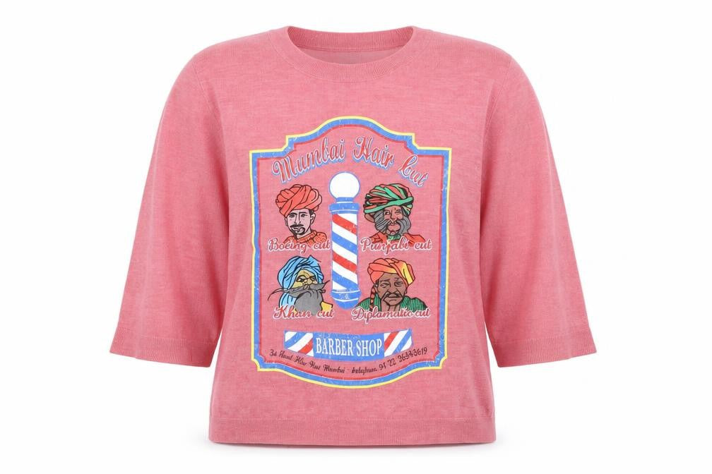 Front view of Ste Je Annlla women’s pink jumper, size UK 14