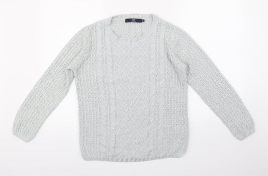 Isle Essentials Womens Grey  Knit Pullover Jumper Size S
