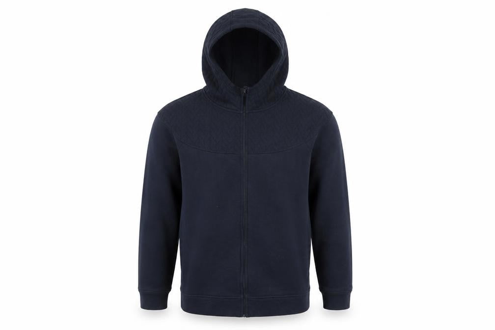 Front view of St Johns Bay men’s blue pullover hoodie, size M