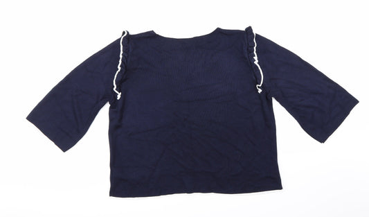 Per Una Womens Blue  Knit Pullover Jumper Size 16