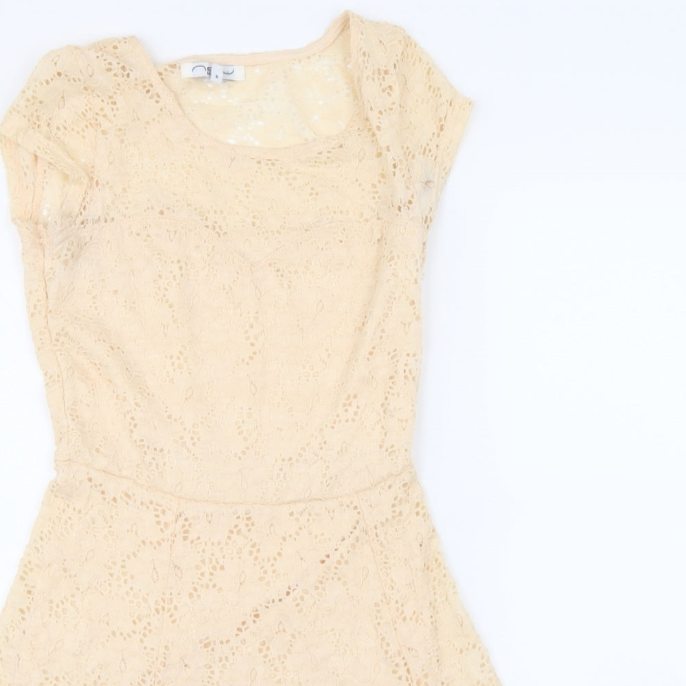 New Look Womens Beige  Lace A-Line  Size 8