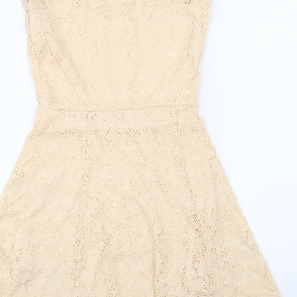 New Look Womens Beige  Lace A-Line  Size 8