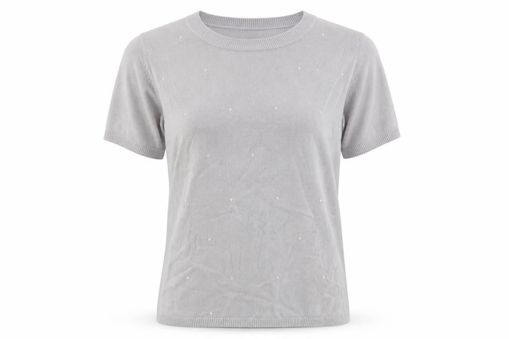 Front view of Marks & Spencer women’s grey knit jumper, size UK 8