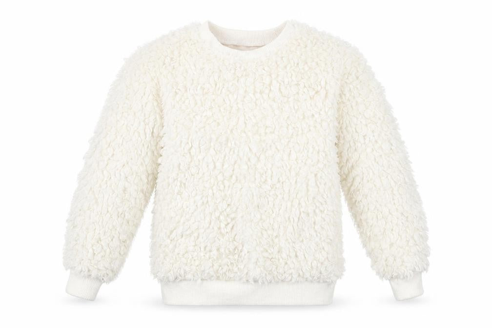 Front view of Preworn girls’ white pullover sweatshirt, size 5-6, years