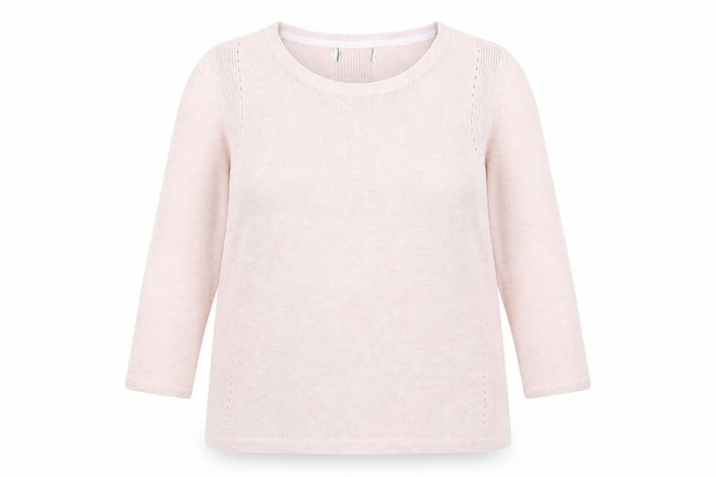 Front view of Marks & Spencer women’s pink jumper, size UK 16