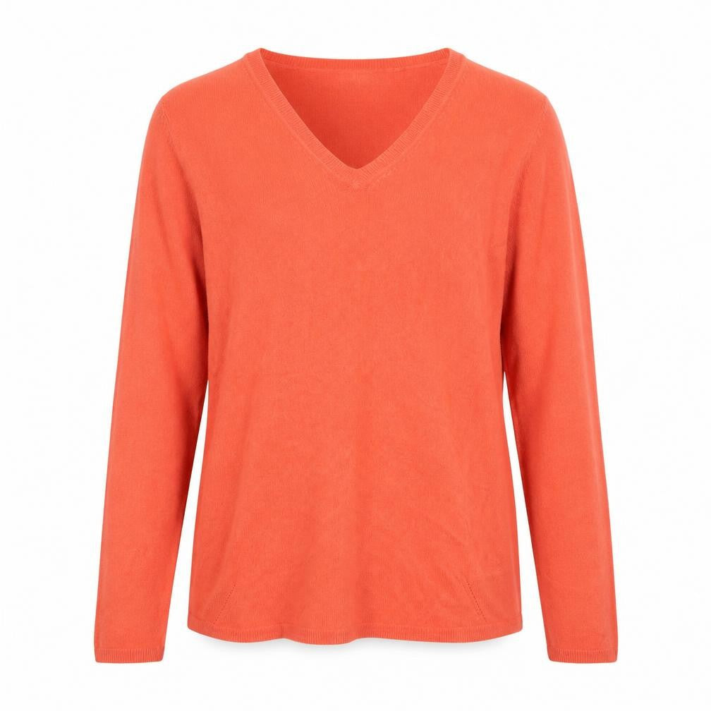 Front view of Marks & Spencer women’s red jumper, size UK 10
