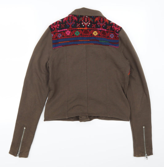 Ecole Womens Brown Geometric  Jacket  Size S