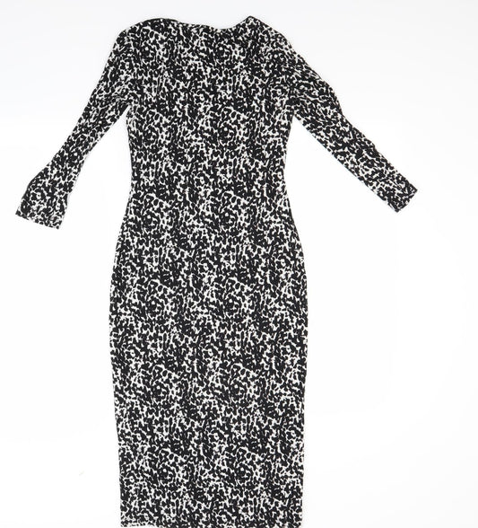 H&M Womens Black Animal Print  Bodycon  Size XS