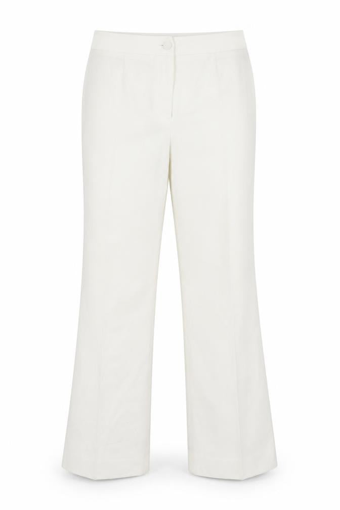 Front view of EWM women’s white trousers, size UK 16, 28-inch leg