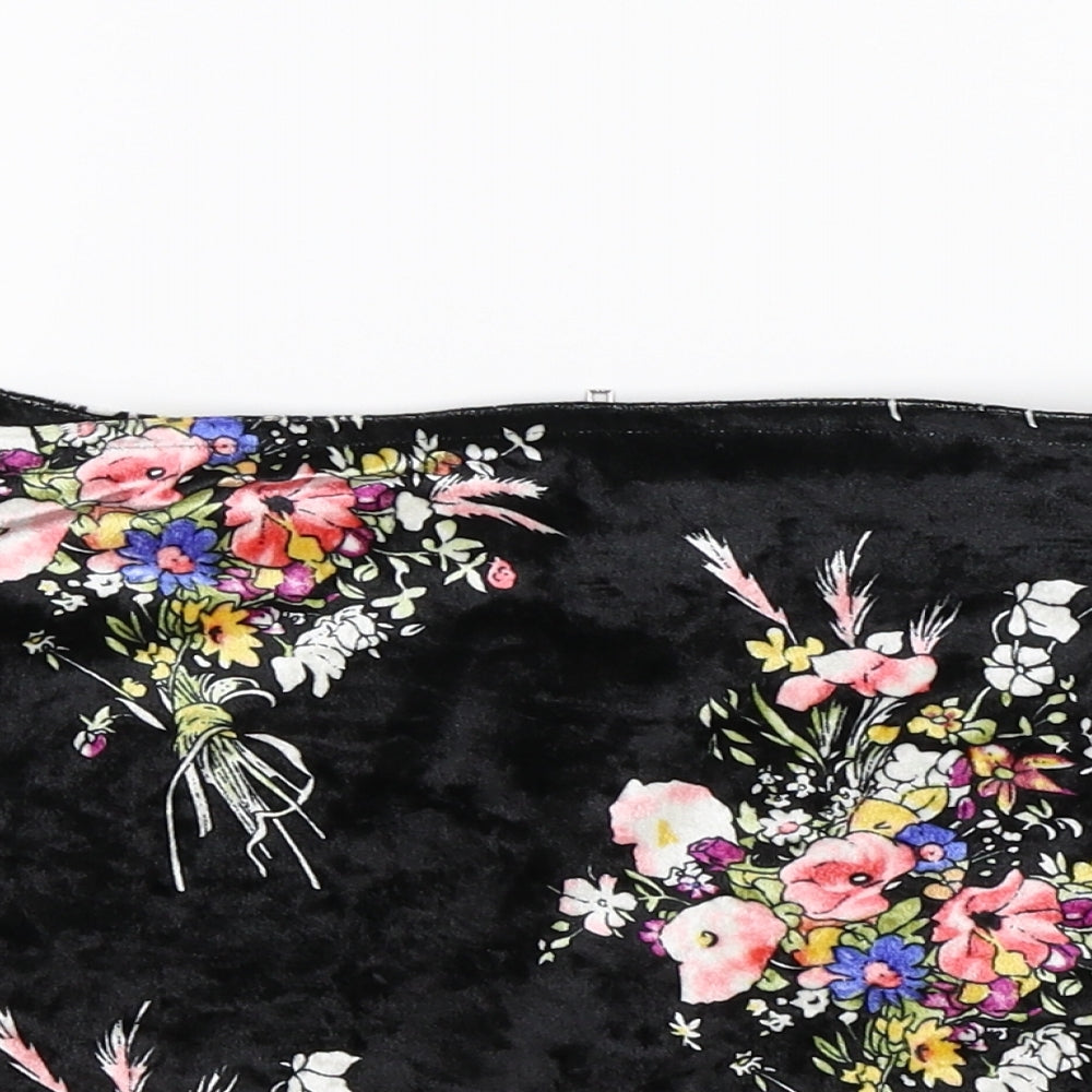 Preworn Womens Black Floral  Mini Skirt Size 6