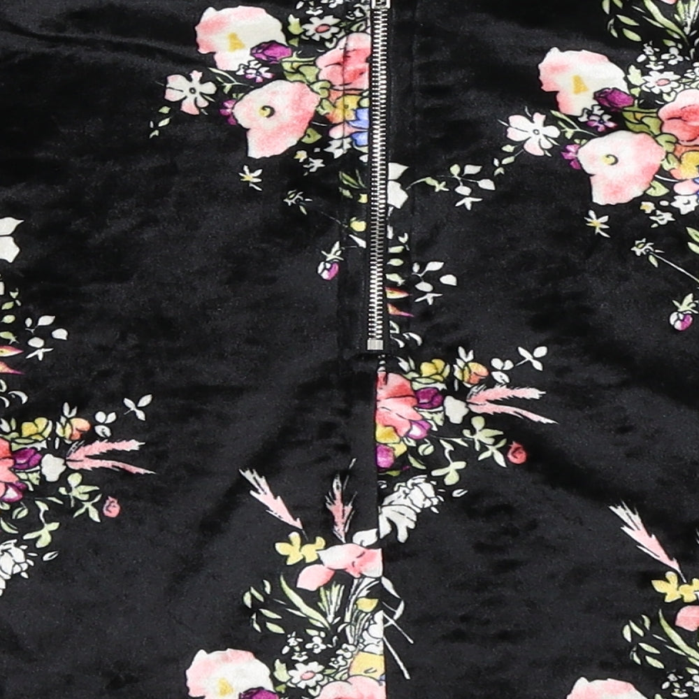 Preworn Womens Black Floral  Mini Skirt Size 6