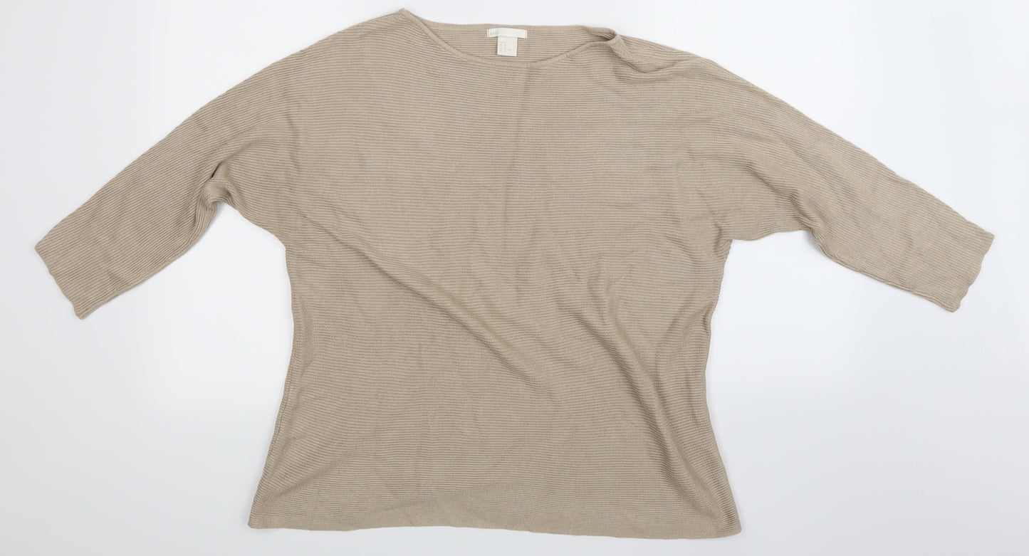 H&M  Womens Beige Striped  Pullover Jumper Size 10
