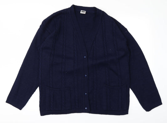 100acrylic Womens Blue  Knit Cardigan Jumper Size 2XL