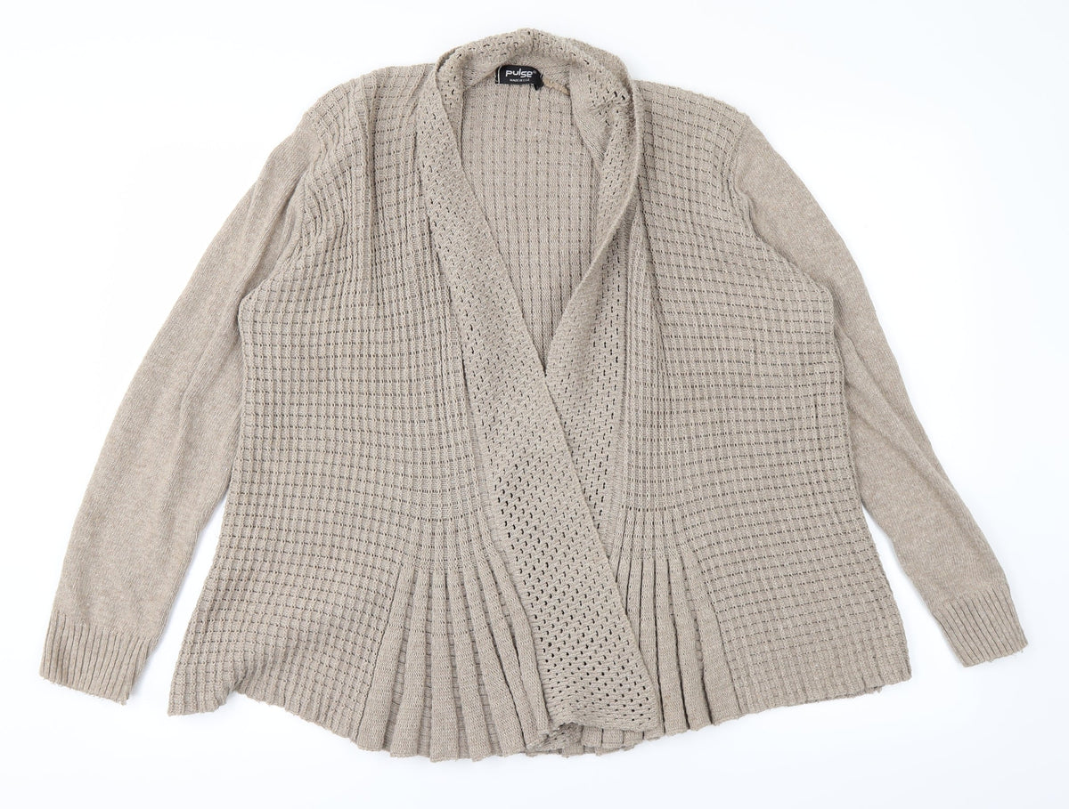 Additional front view of Pulse women’s brown cardigan jumper, size M