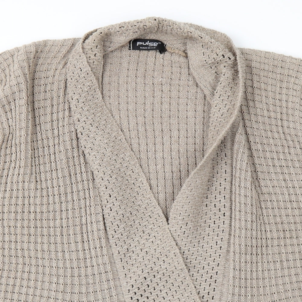 Close-up detail of Pulse women’s brown cardigan jumper, size M