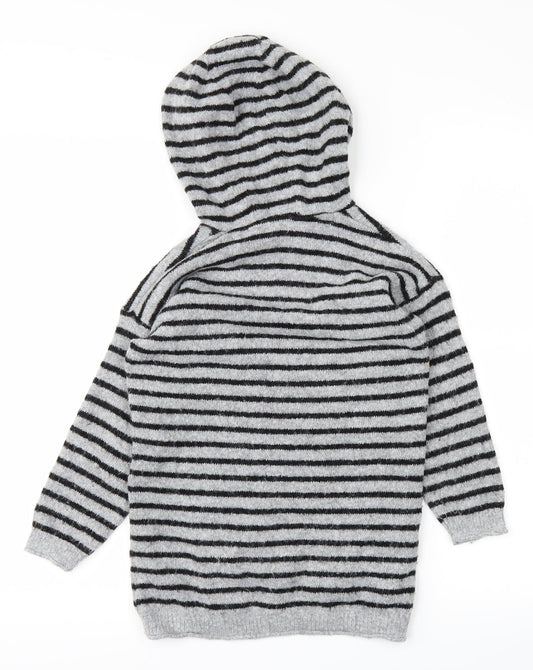 NEXT Boys Grey Striped  Pullover Hoodie Size 5 Years
