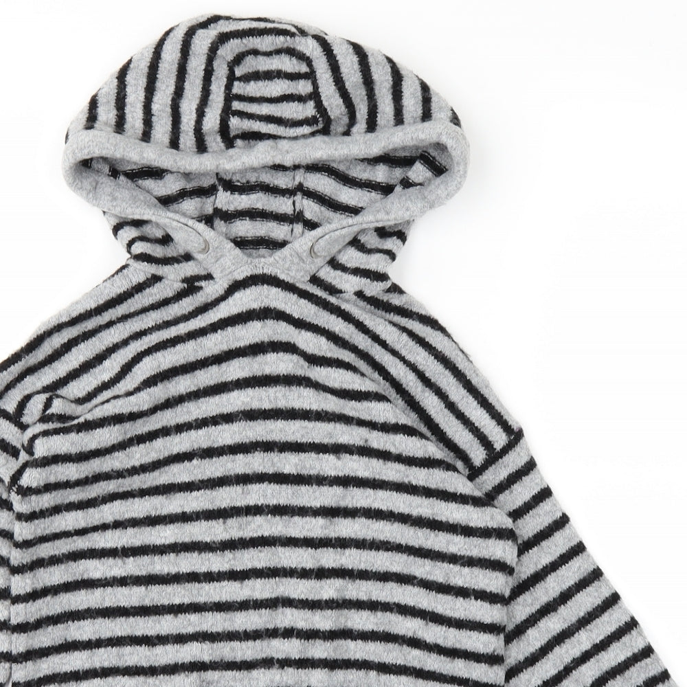 NEXT Boys Grey Striped  Pullover Hoodie Size 5 Years